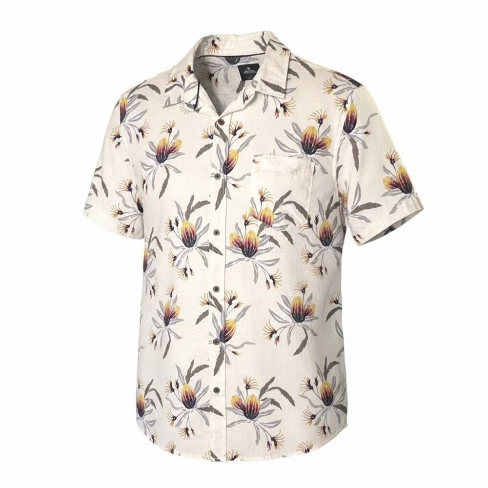 Rip Curl Men's L Hawaiian Shirt Linen Cotton Blend Button-Down Short Sleeve